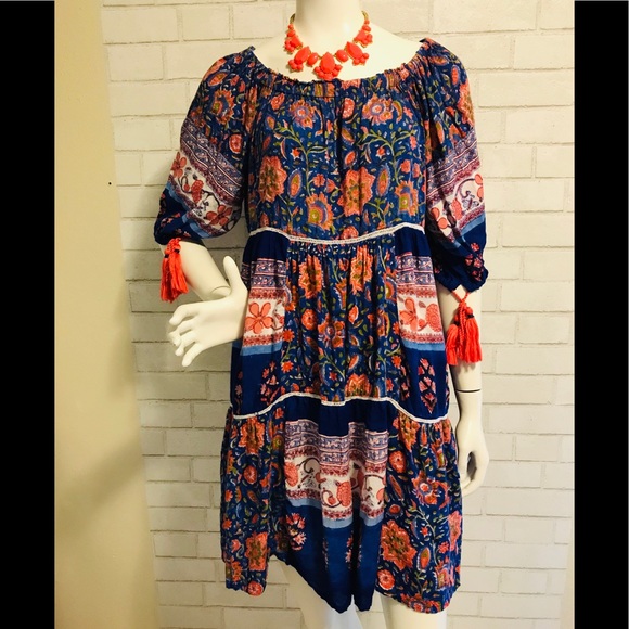 Cost Plus World Market Dresses & Skirts - World Market boho peasant dress in vibrant colours